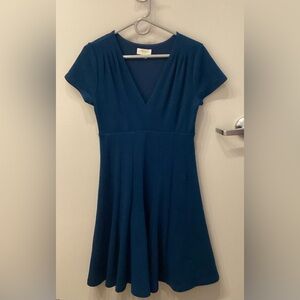 Anthropologie Maeve Womens Lincoln Center Pleated Short Sleeve Dress size M Teal